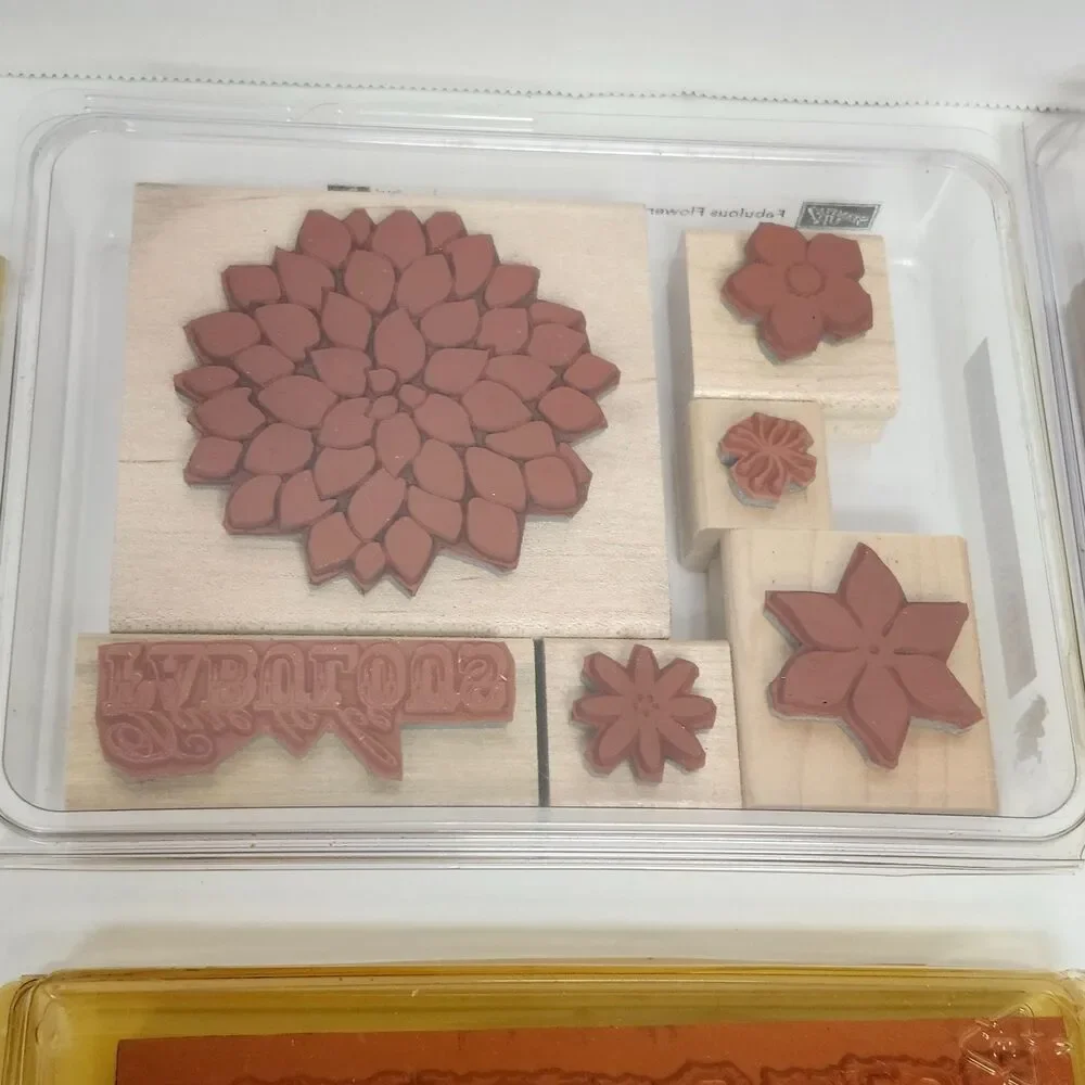 Stampin Up Wood Mounted Rubber Stamps Lot 6 Sets Vintage Celestial Floral Craft